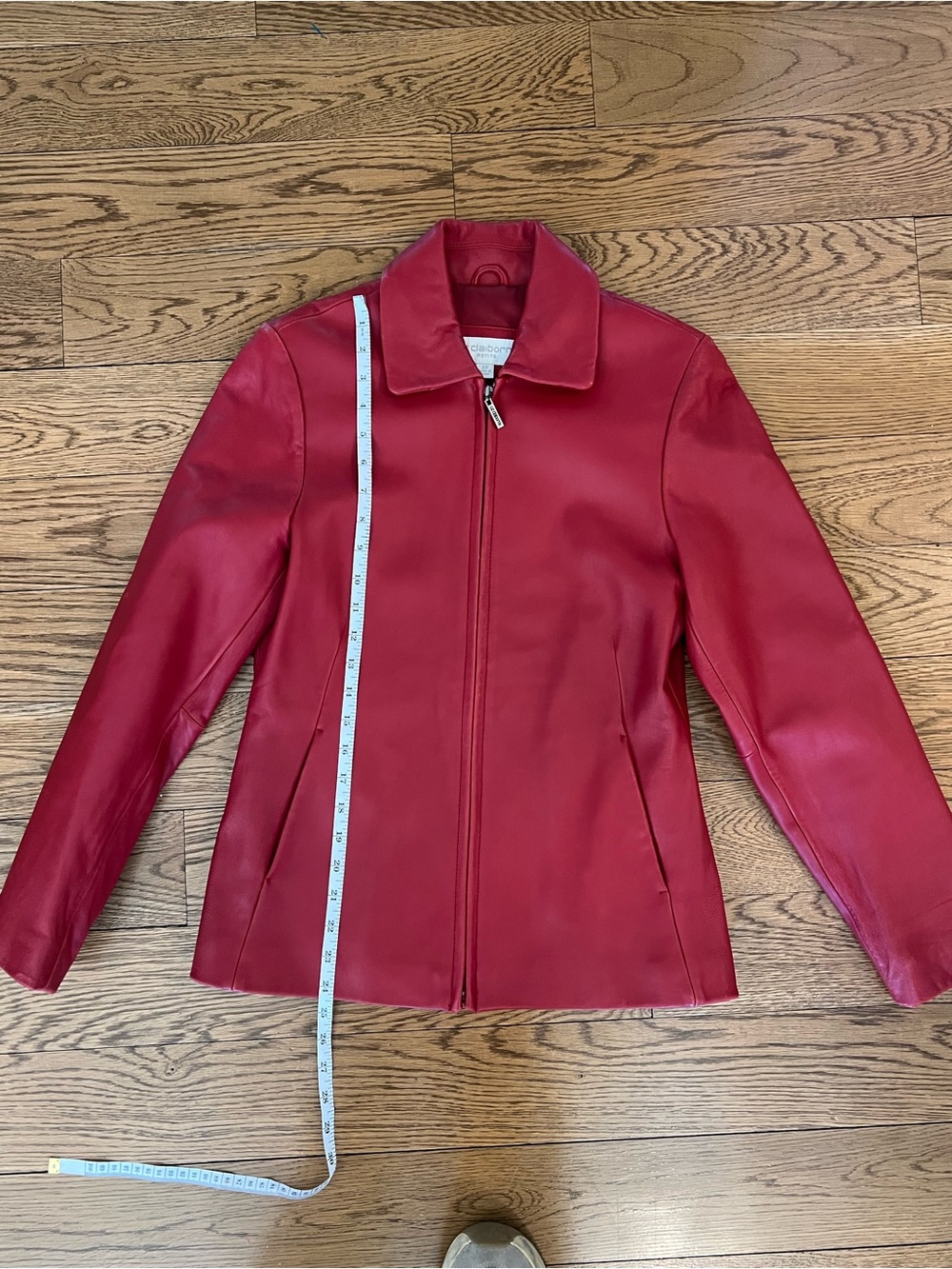 Liz Claiborne Red Leather Jacket Womens Small Petite - Picture 8 of 11